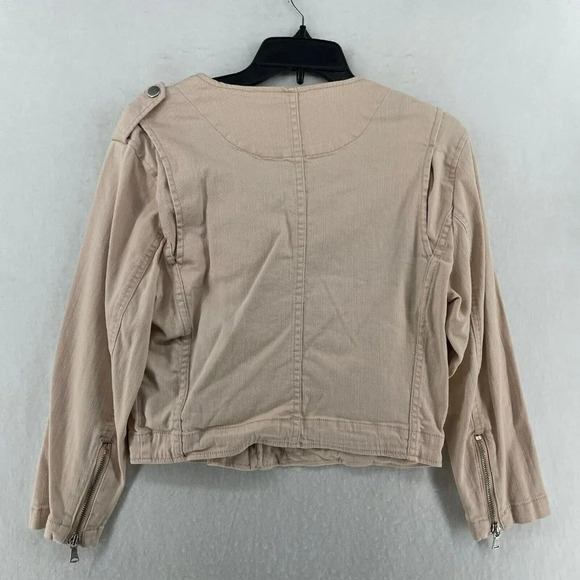 Banana Republic Jacket Women's Sz M Blush Pink Full-Zip Cropped Motorcycle Coat - Picture 2 of 12